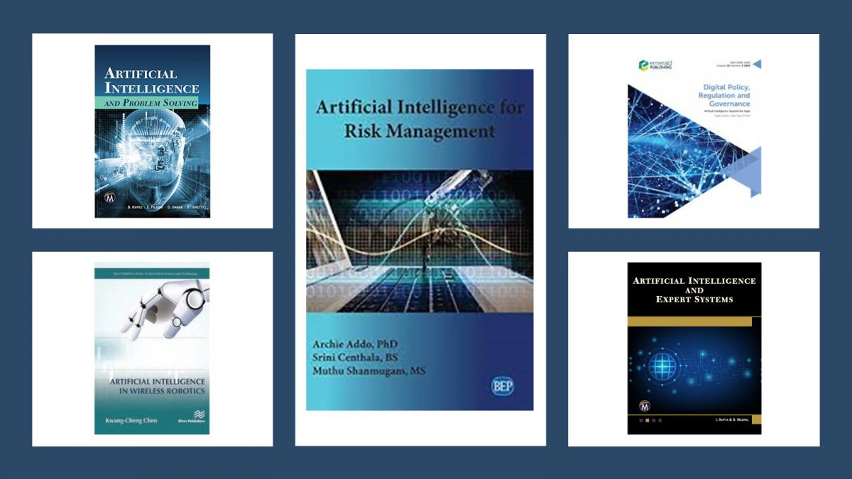 Several books with a blue coverDescription automatically generated with medium confidence